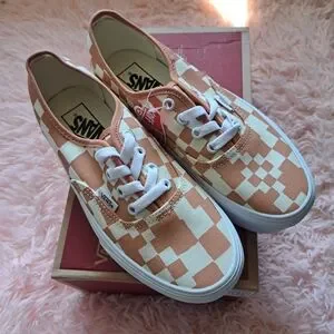 Vans Shoes Vans Peach And White Checkered Sneakers Poshmark